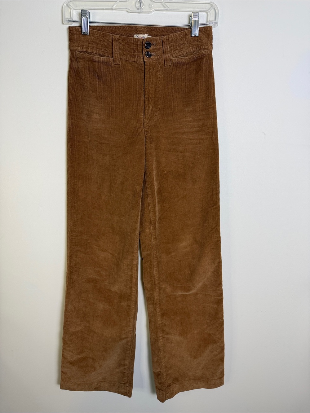FAHERTY High Rise Wide Leg Corduroy Pants Stretch, Brown | Sz 24